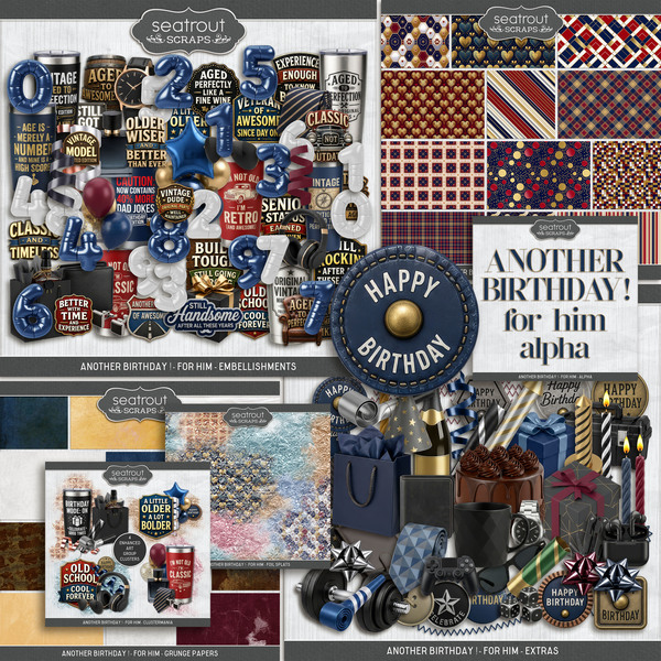 Another Birthday! - For Him Bundle Digital Art - Digital Scrapbooking Kits