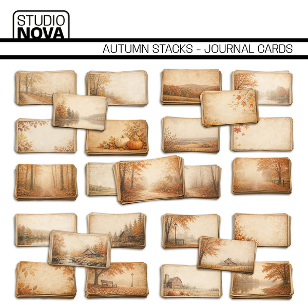 Autumn Stacks - Journal Cards Digital Art - Digital Scrapbooking Kits