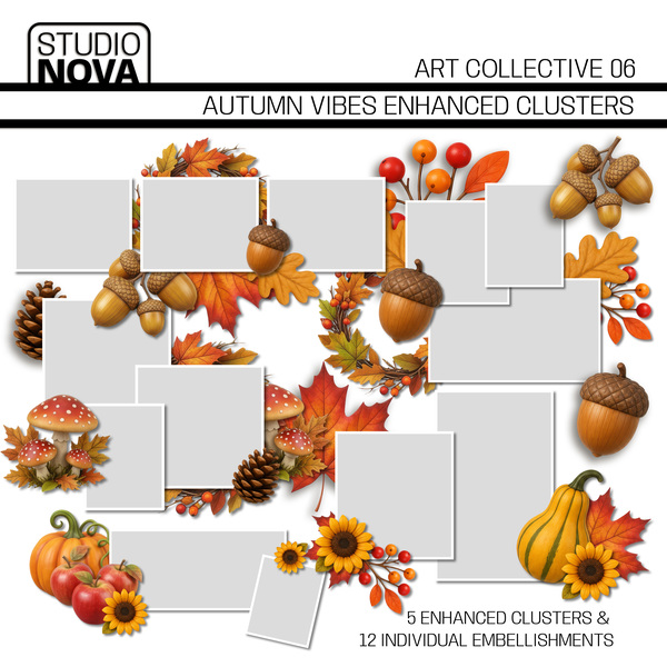 Art Collective 06 - Autumn Vibes - Enhanced Clusters Digital Art - Digital Scrapbooking Kits