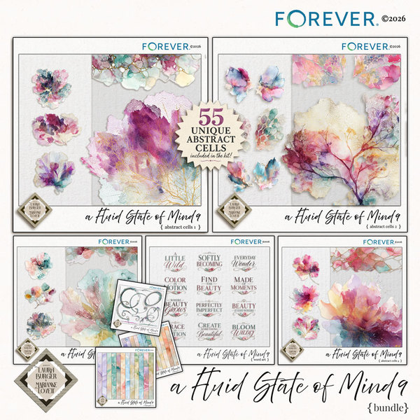 A Fluid State of Mind 9 Bundle Digital Art - Digital Scrapbooking Kits