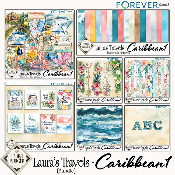 Laura's Travels -  Caribbean Bundle 1 Digital Art - Digital Scrapbooking Kits
