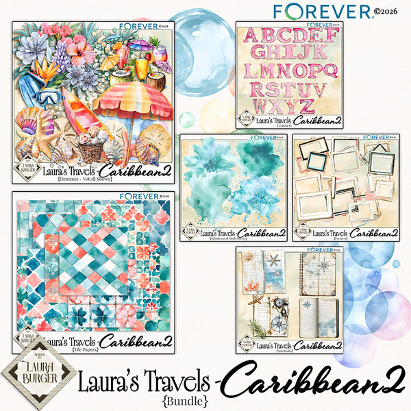 Laura's Travels -  Caribbean Bundle 2 Digital Art - Digital Scrapbooking Kits