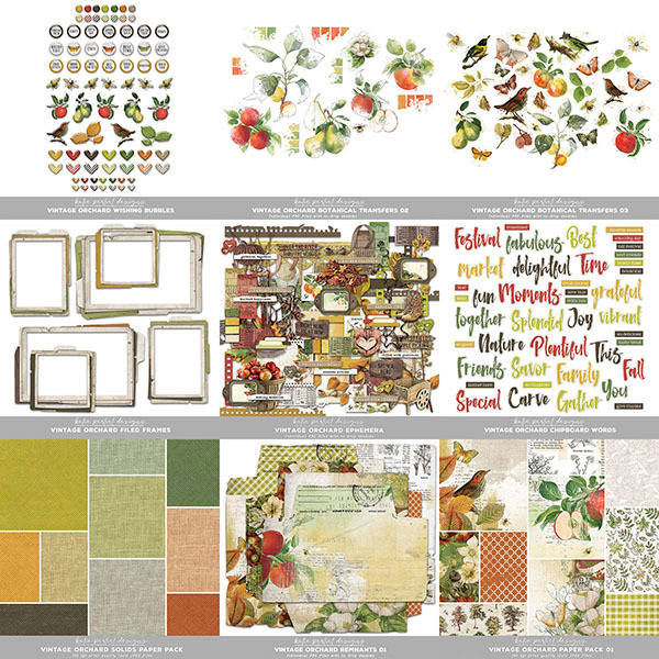 Vintage Orchard Scrapbook Bundle 01 Digital Art - Digital Scrapbooking Kits