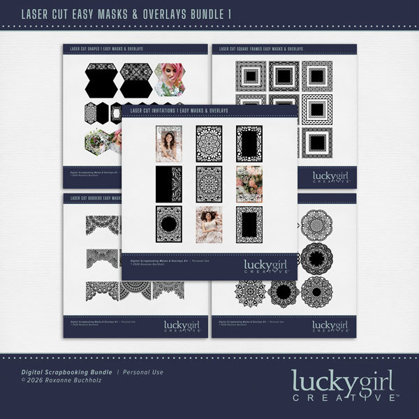 Laser Cut Easy Masks & Overlays Bundle 1 Digital Art - Digital Scrapbooking Kits