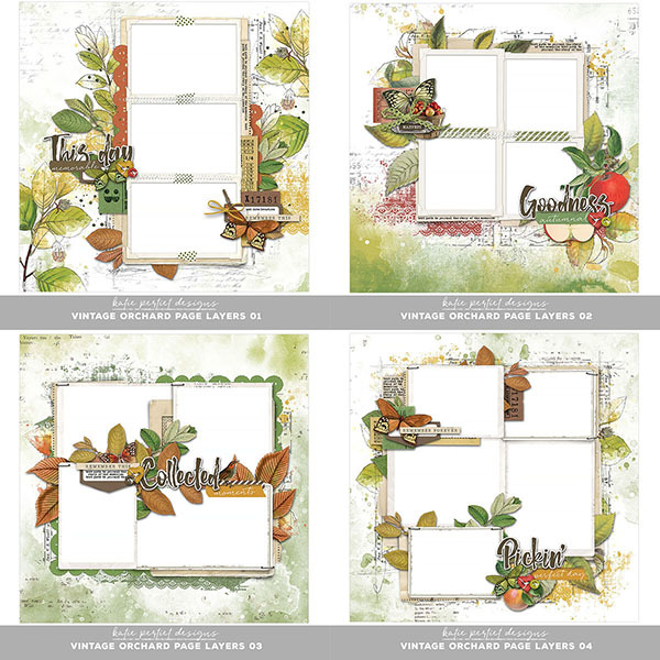Vintage Orchard Scrapbook Bundle 03 Digital Art - Digital Scrapbooking Kits