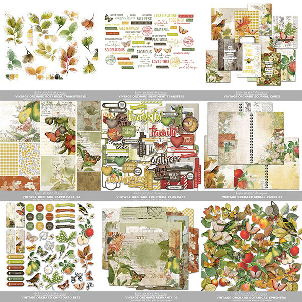Vintage Orchard Scrapbook Bundle 02 Digital Art - Digital Scrapbooking Kits