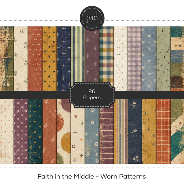 Faith in the Middle - Worn Patterns Digital Art - Digital Scrapbooking Kits
