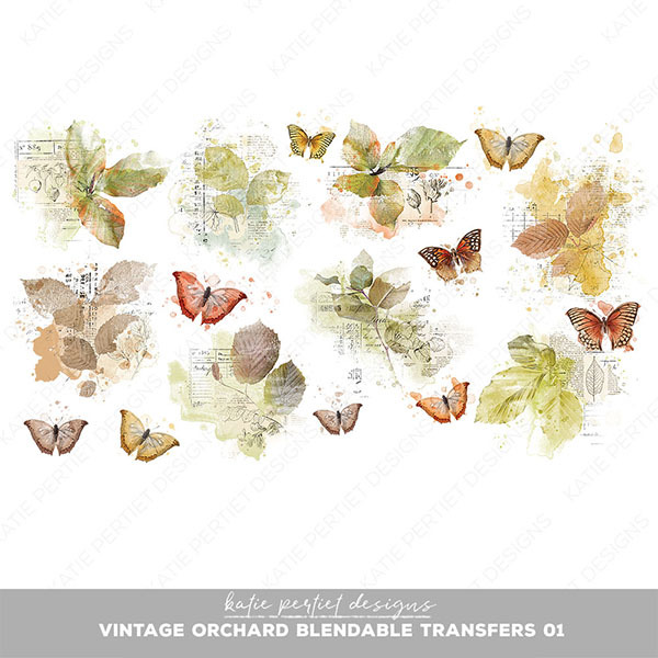 Vintage Orchard Blendable Transfers 01 Digital Art - Digital Scrapbooking Kits