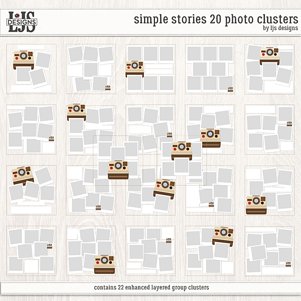 Simple Stories 20 Photo Clusters Digital Art - Digital Scrapbooking Kits