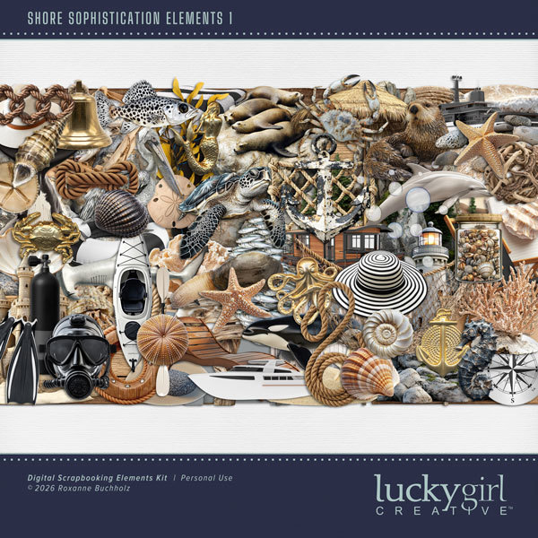 Shore Sophistication Elements 1 Digital Art - Digital Scrapbooking Kits