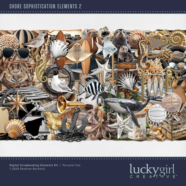 Shore Sophistication Elements 2 Digital Art - Digital Scrapbooking Kits