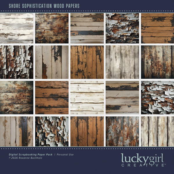 Shore Sophistication Wood Papers Digital Art - Digital Scrapbooking Kits