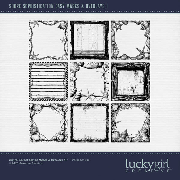 Shore Sophistication Easy Masks & Overlays 1 Digital Art - Digital Scrapbooking Kits