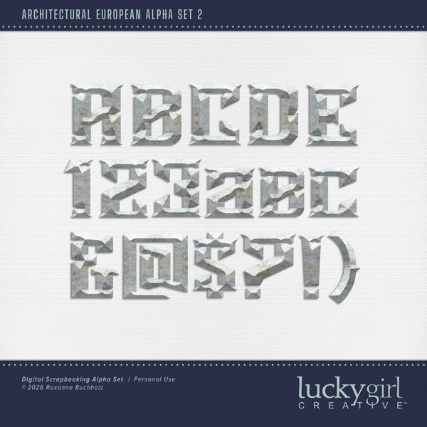 Architectural European Alpha Set 2 Digital Art - Digital Scrapbooking Kits