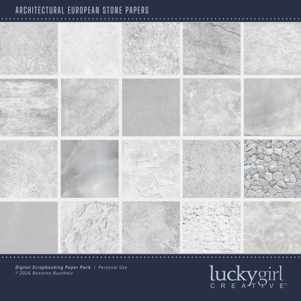 Architectural European Stone Papers Digital Art - Digital Scrapbooking Kits
