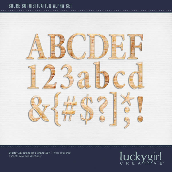 Shore Sophistication Alpha Set Digital Art - Digital Scrapbooking Kits