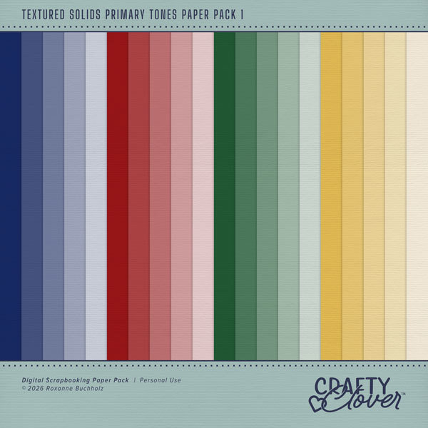 Textured Solids Primary Tones Paper Pack 1 Digital Art - Digital Scrapbooking Kits