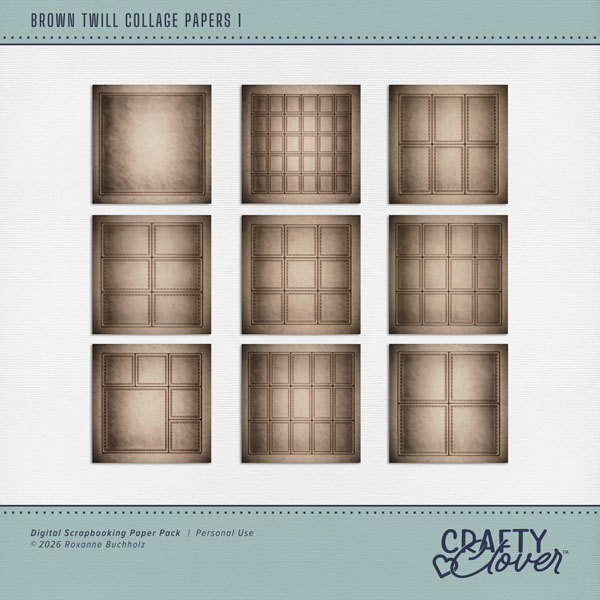 Brown Twill Collage Papers 1 Digital Art - Digital Scrapbooking Kits