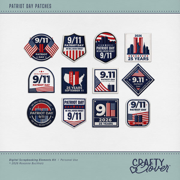 Patriot Day Patches Digital Art - Digital Scrapbooking Kits