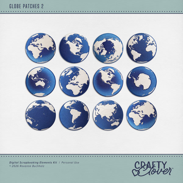 Globe Patches 2 Digital Art - Digital Scrapbooking Kits