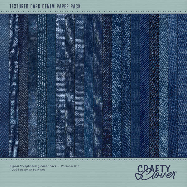 Textured Dark Denim Paper Pack Digital Art - Digital Scrapbooking Kits