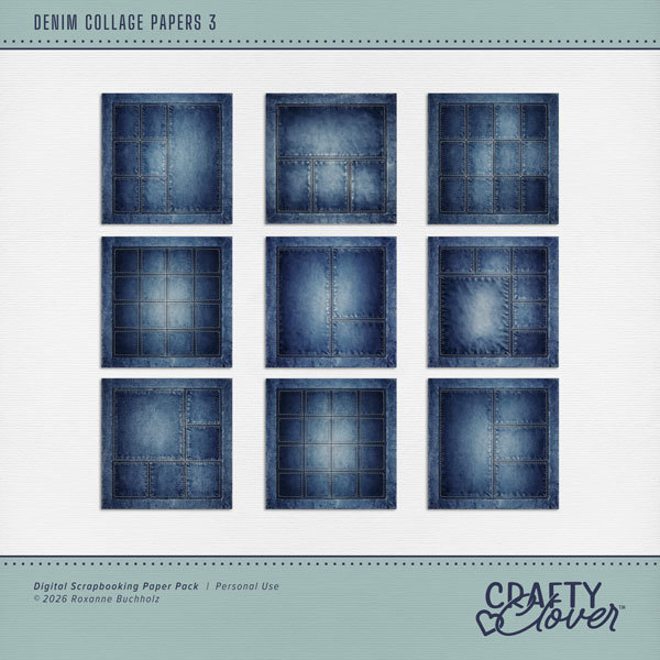 Denim Collage Papers 3 Digital Art - Digital Scrapbooking Kits