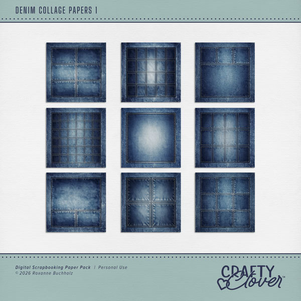 Denim Collage Papers 1 Digital Art - Digital Scrapbooking Kits