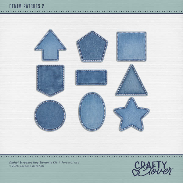 Denim Patches 2 Digital Art - Digital Scrapbooking Kits