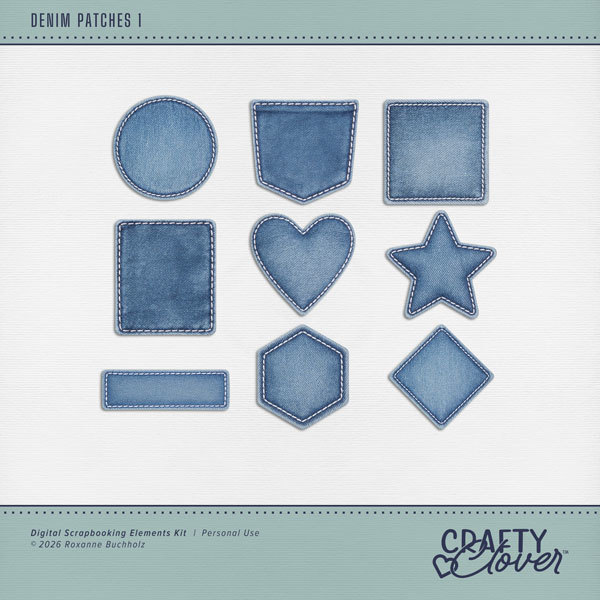 Denim Patches 1 Digital Art - Digital Scrapbooking Kits