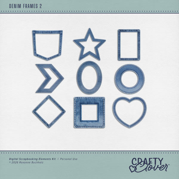 Denim Frames 2 Digital Art - Digital Scrapbooking Kits