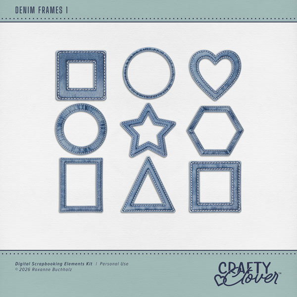 Denim Frames 1 Digital Art - Digital Scrapbooking Kits