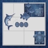 Ocean Animal Denim Patches Layered Templates