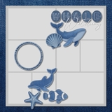 Ocean Animal Denim Patches Layered Templates