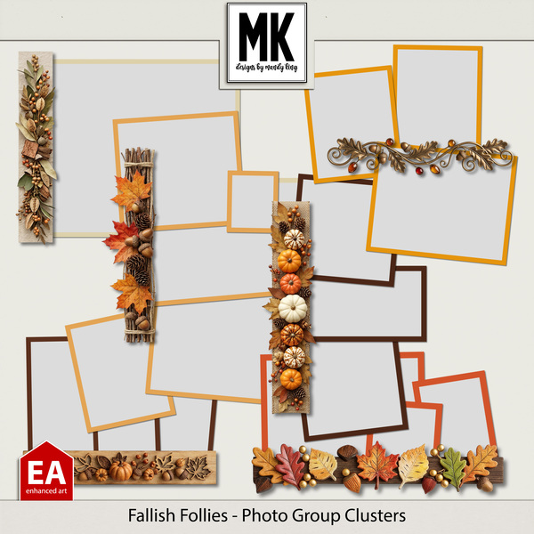 Fallish Follies - Photo Group Clusters Digital Art - Digital Scrapbooking Kits