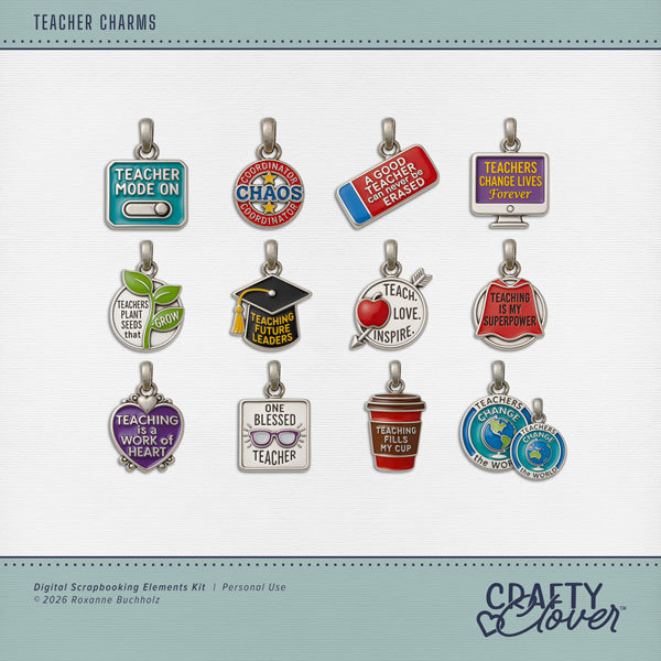 Teacher Charms Digital Art - Digital Scrapbooking Kits