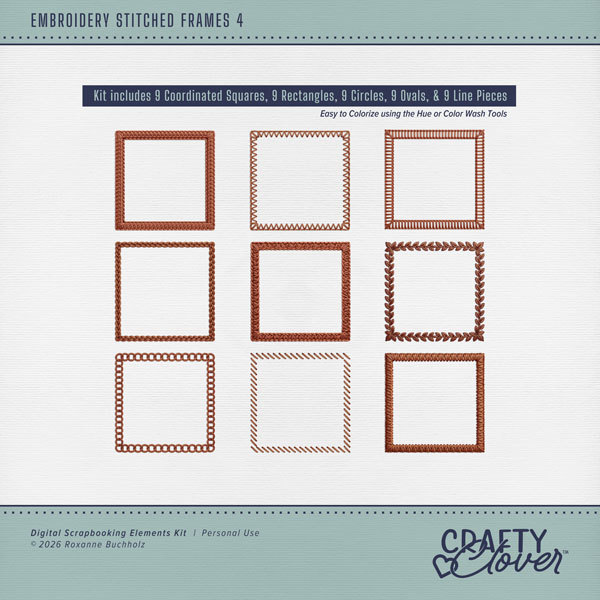 Embroidery Stitched Frames 4 Digital Art - Digital Scrapbooking Kits