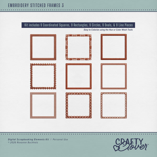 Embroidery Stitched Frames 3 Digital Art - Digital Scrapbooking Kits