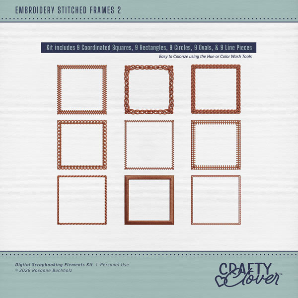 Embroidery Stitched Frames 2 Digital Art - Digital Scrapbooking Kits