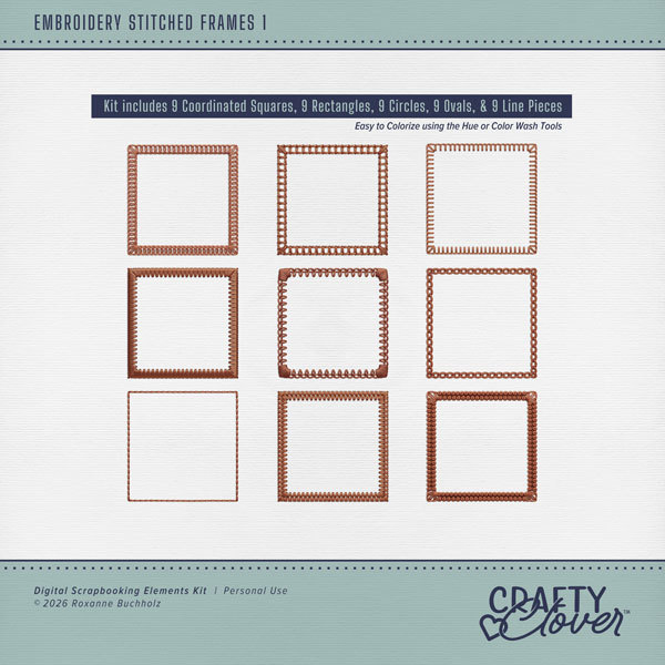 Embroidery Stitched Frames 1 Digital Art - Digital Scrapbooking Kits