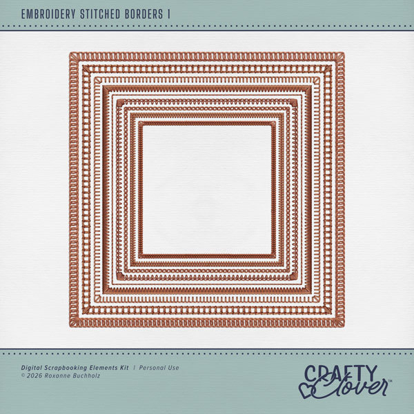 Embroidery Stitched Borders 1 Digital Art - Digital Scrapbooking Kits