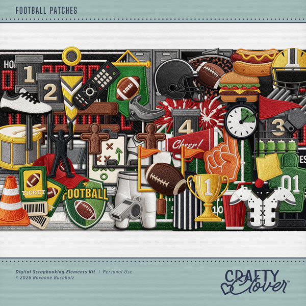 Football Patches Digital Art - Digital Scrapbooking Kits