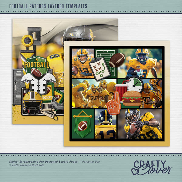 Football Patches Layered Templates Digital Art - Digital Scrapbooking Kits