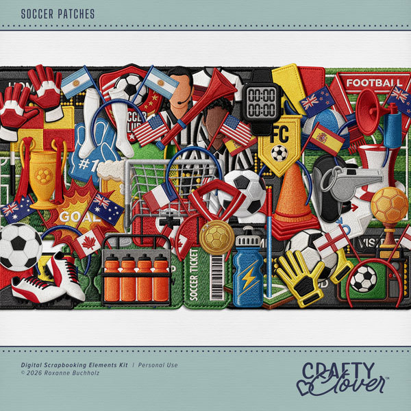 Soccer Patches Digital Art - Digital Scrapbooking Kits