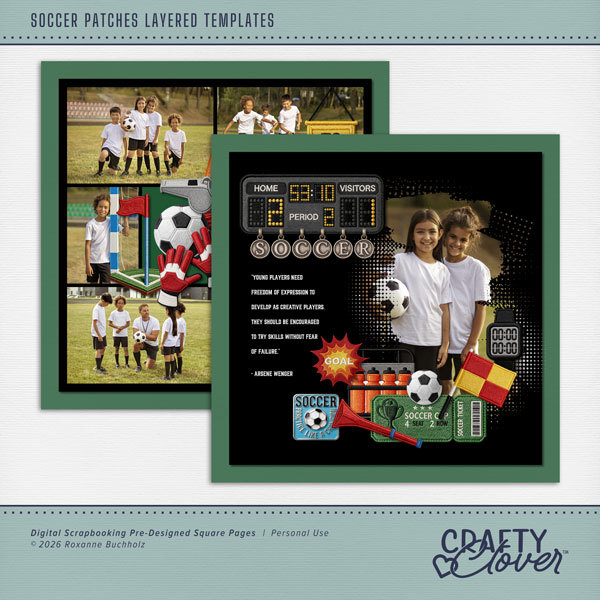 Soccer Patches Layered Templates Digital Art - Digital Scrapbooking Kits