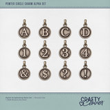 Pewter Circle Charm Alpha Set