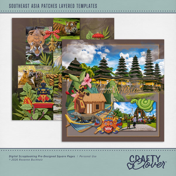 Southeast Asia Patches Layered Templates Digital Art - Digital Scrapbooking Kits