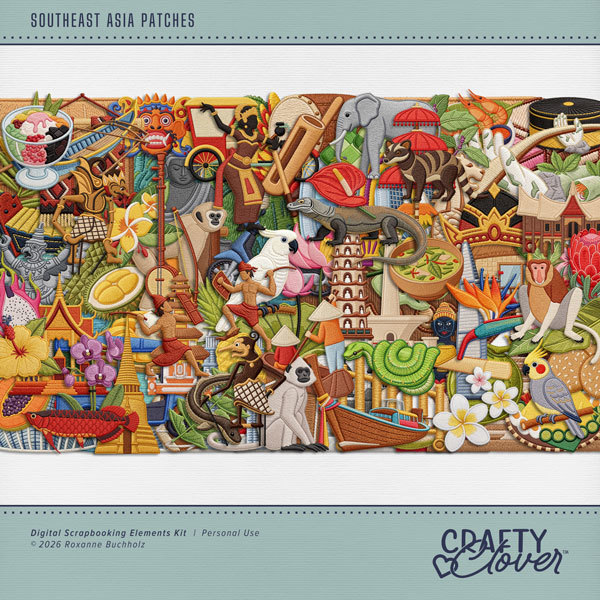 Southeast Asia Patches Digital Art - Digital Scrapbooking Kits