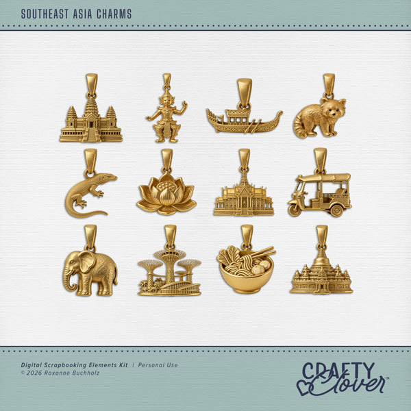 Southeast Asia Charms Digital Art - Digital Scrapbooking Kits
