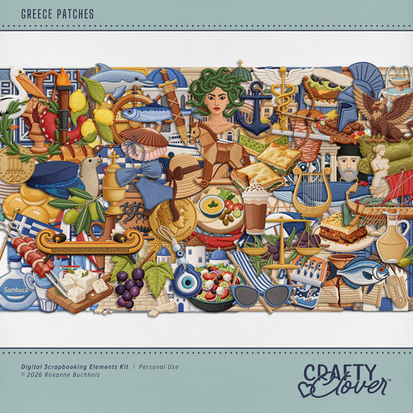 Greece Patches Digital Art - Digital Scrapbooking Kits