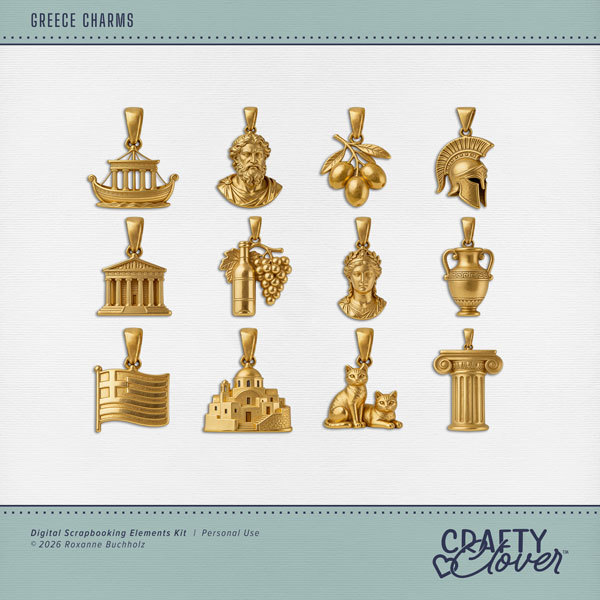 Greece Charms Digital Art - Digital Scrapbooking Kits